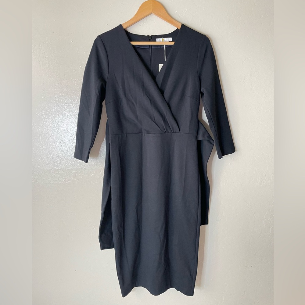 Boden black Ponte stretch surplice neck dress
